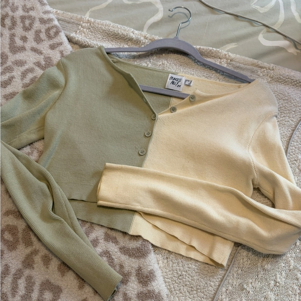 Princess Polly Two-Tone Button-Up Sweater